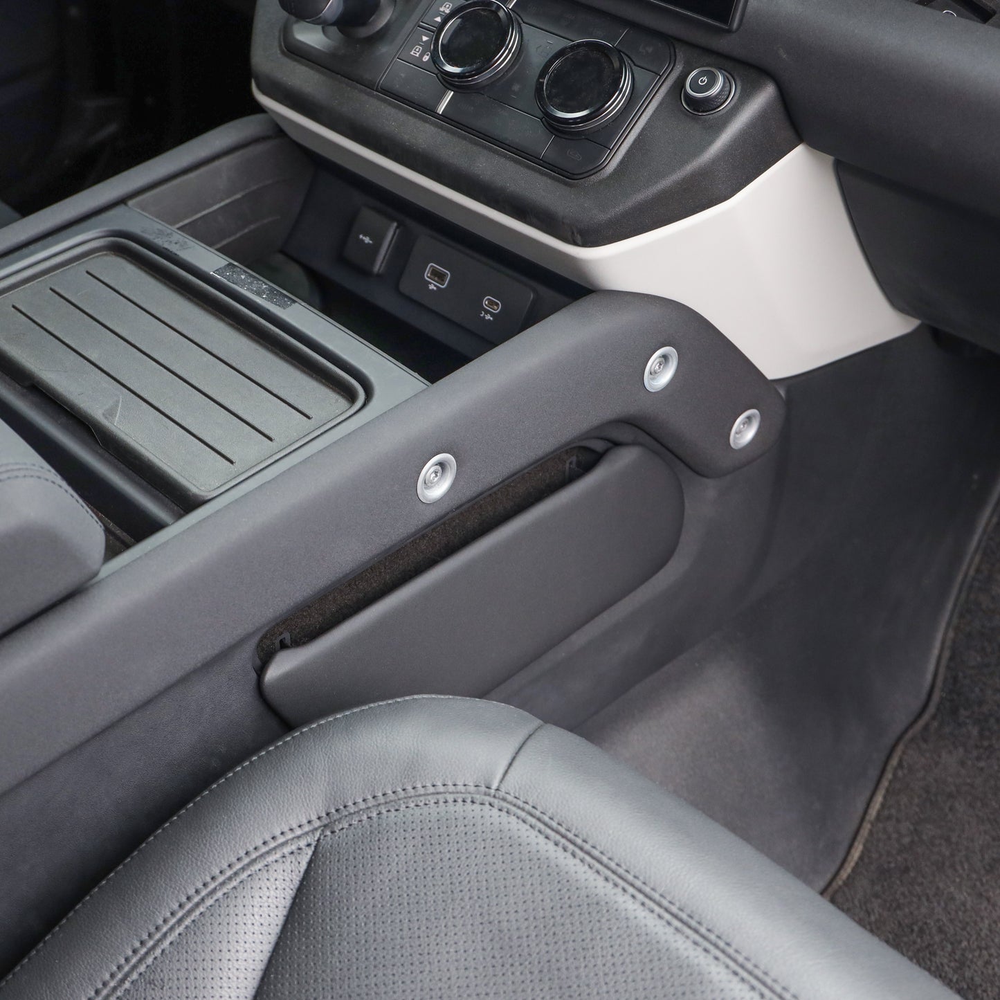 Centre Console Storage Panel for Land Rover Defender L663 in Ebony Black - Right