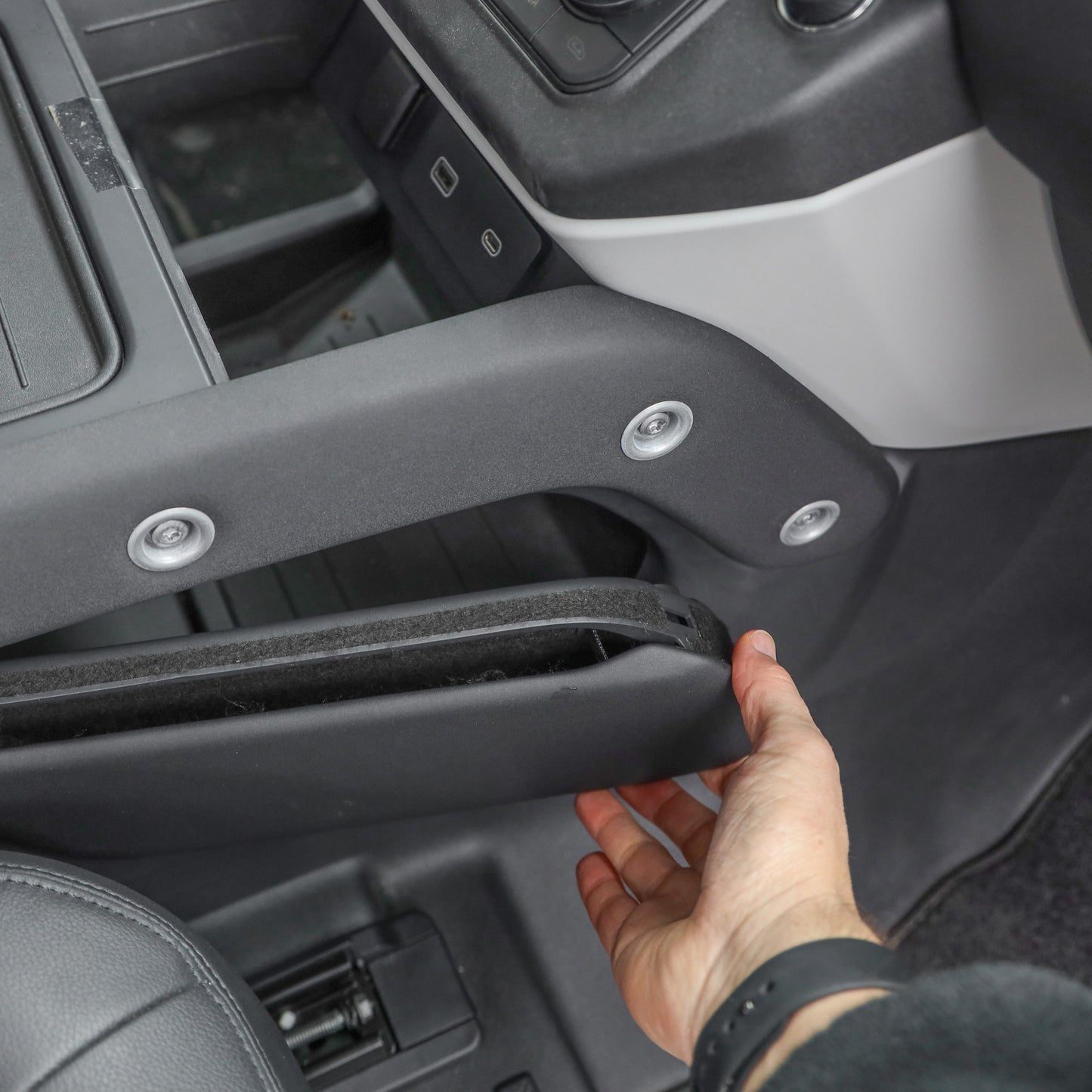 Centre Console Storage Panel for Land Rover Defender L663 in Ebony Black - Right