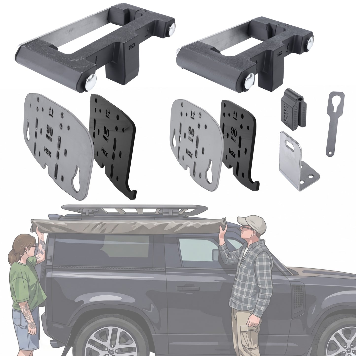 Easy Fit Awning Mounting Kit for Expedition Roof Rack for Land Rover Defender L663 90 - Right