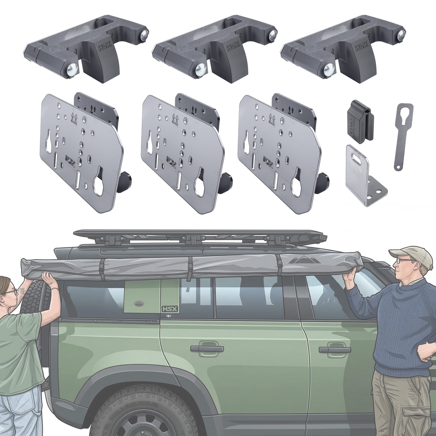 Awning Pillar Mount for Expedition Roof Rack for Land Rover Defender L663 110 - Right