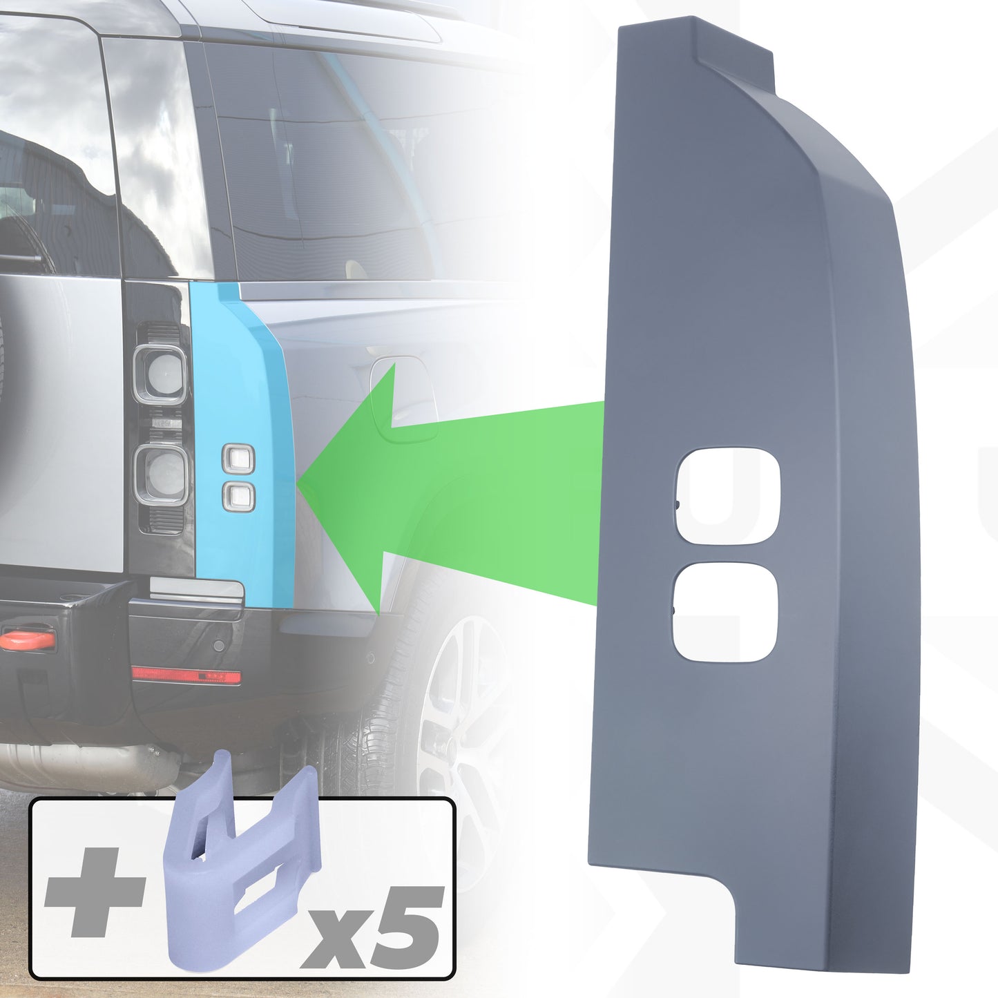 Aftermarket Rear Corner Panel - Primer - for Land Rover Defender L663 - RIGHT