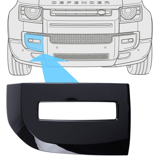 Genuine 2026MY Fog Lamp Surround Grille for Land Rover Defender L663 - NEW Gloss Black - RIGHT