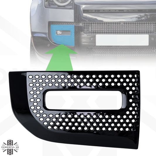 Fog Lamp Surround Grille for Land Rover Defender L663 - Gloss Black - RIGHT