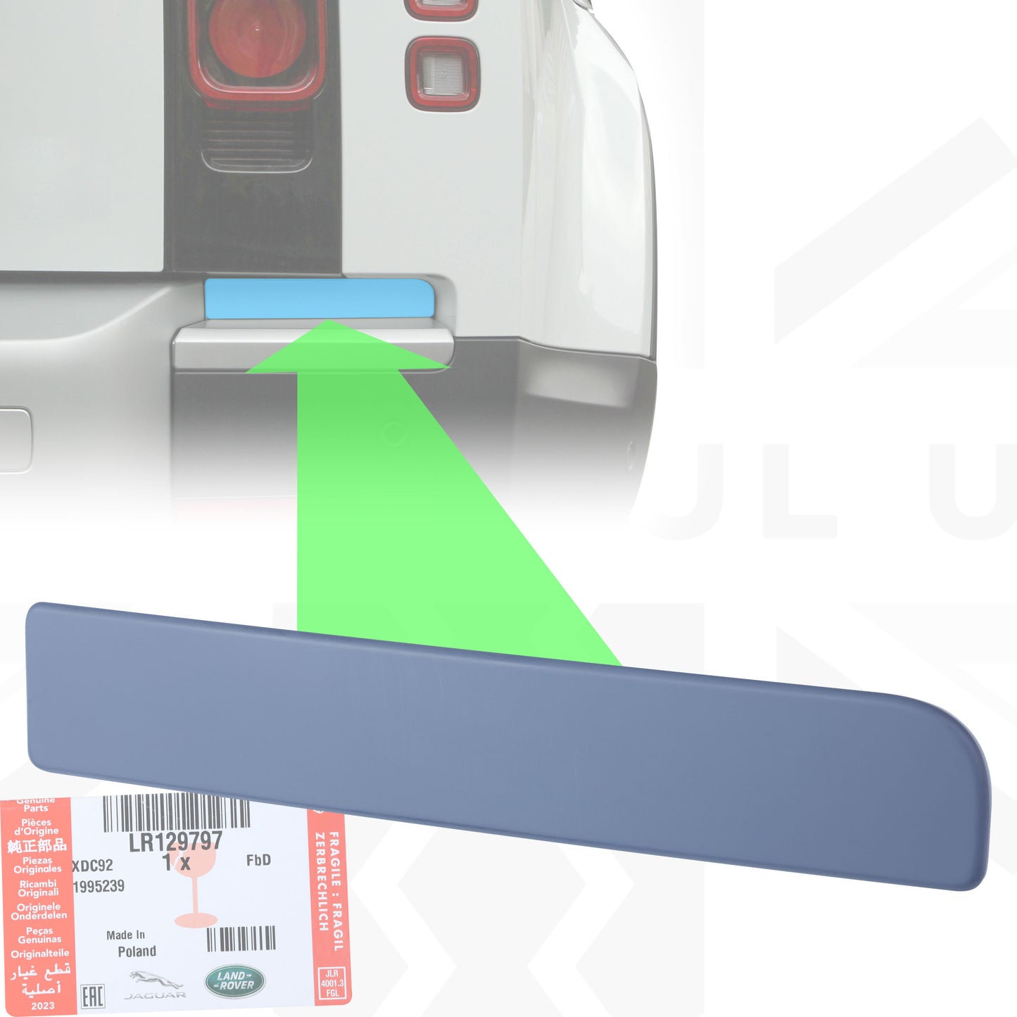 Genuine Rear Bumper Recess Insert (Upper Section) for Land Rover Defender L663 - RIGHT