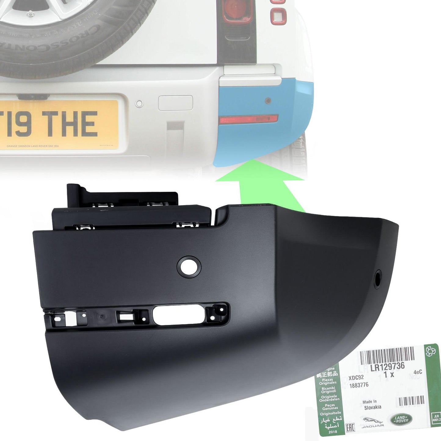 Rear Bumper Corner 'Genuine' for Land Rover Defender L663 in Textured Plastic - RIGHT