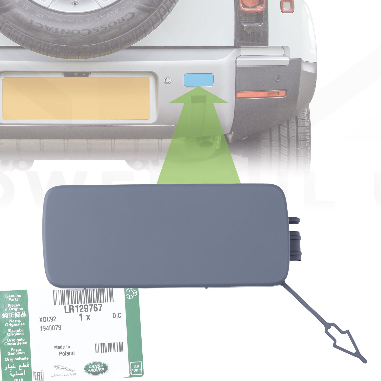 Genuine Tow Eye Blanking Plate for Land Rover Defender L663 - Right