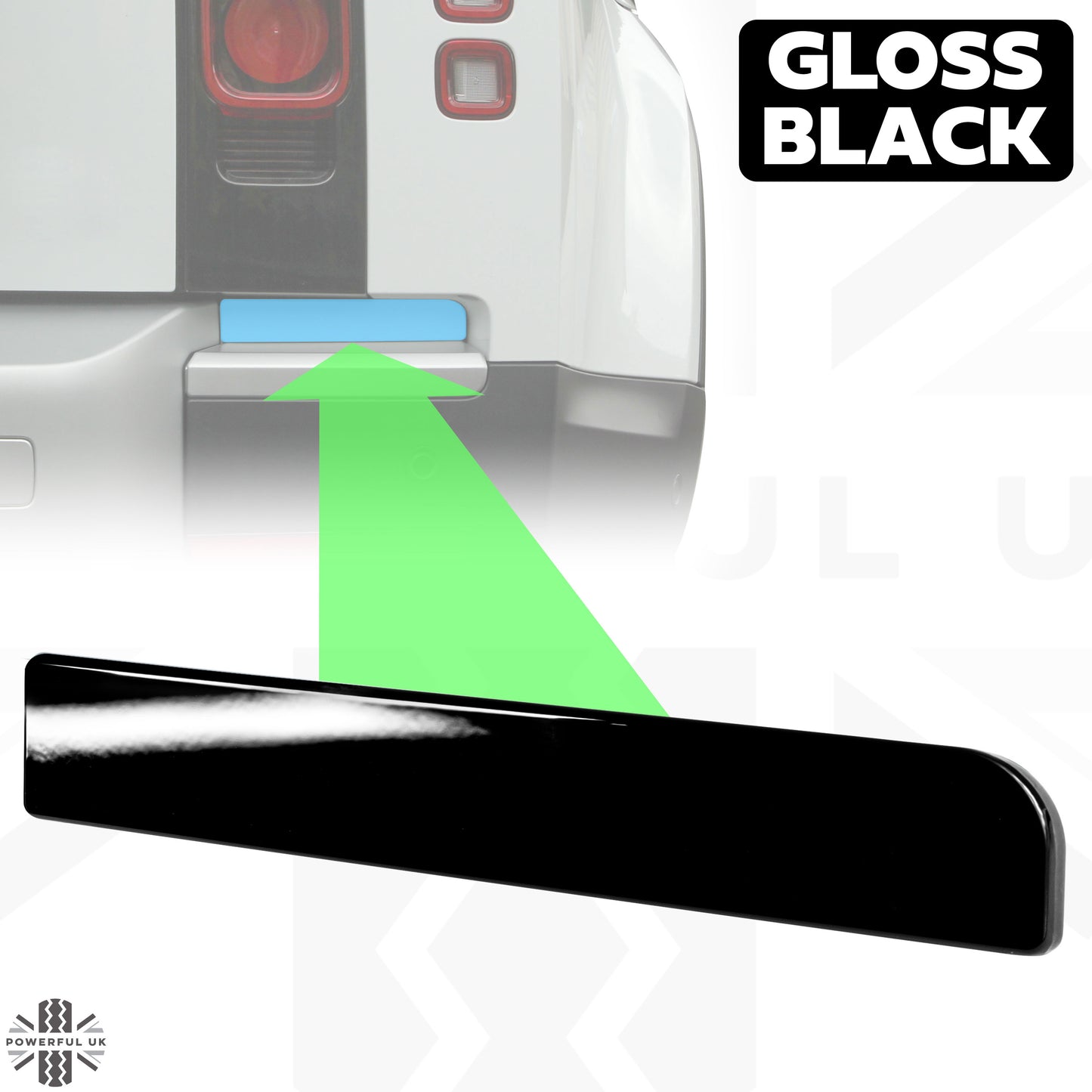 Rear Bumper Recess Insert (Upper Section) for Land Rover Defender L663 - Gloss Black - RIGHT