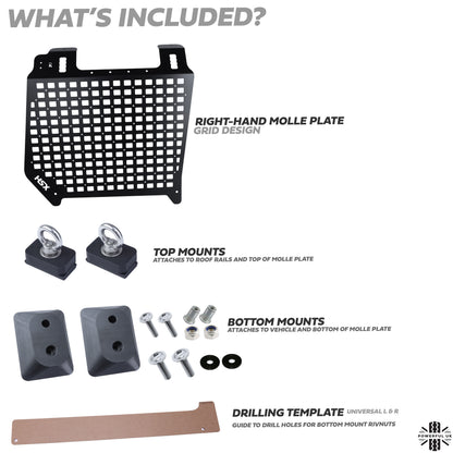 Molle Plate Kit - Grid Design - RH - for Land Rover Discovery 3/4