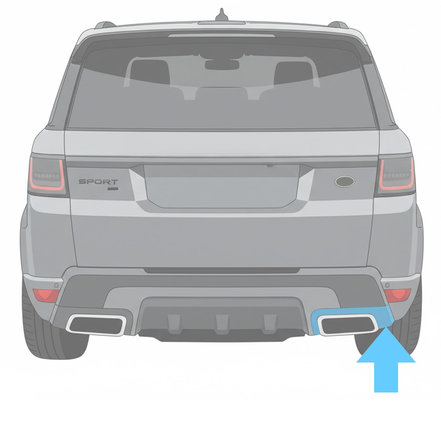 Rear Bumper Exhaust Surround Trim for Range Rover Sport L494 2018-22 - Right