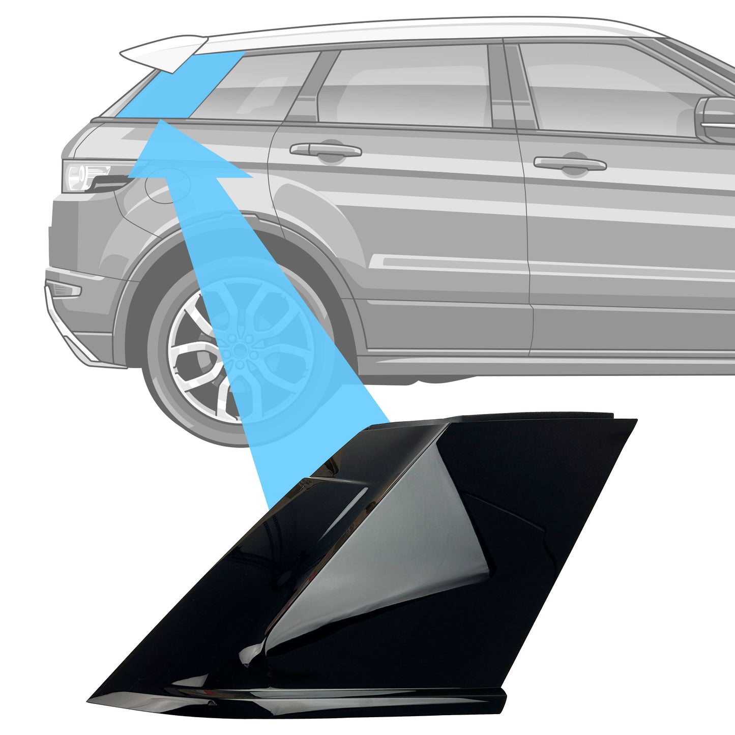 Genuine Black Right D/E Pillar Trim with moulding for Range Rover Evoque (5 Door)