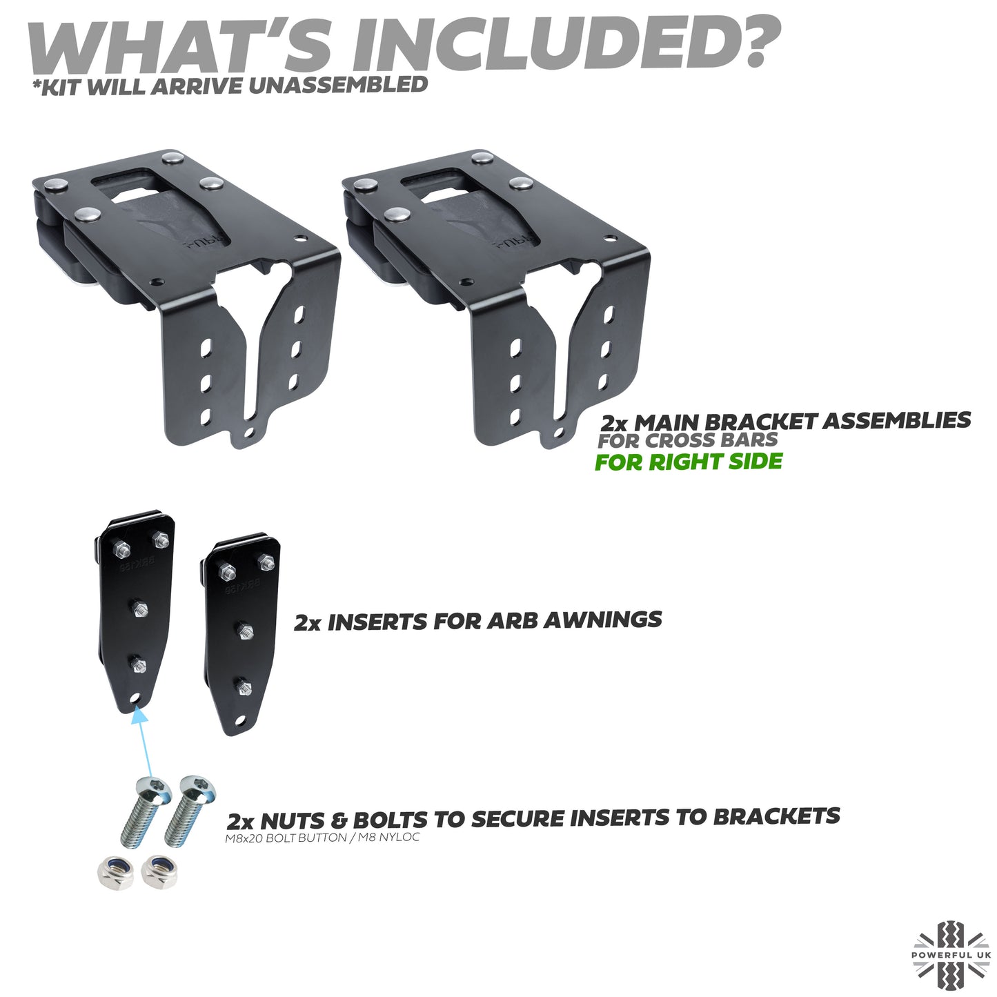 Cross Bar Awning Quick Release Mount Kit for Land Rover Defender L663 - for ARB - RIGHT