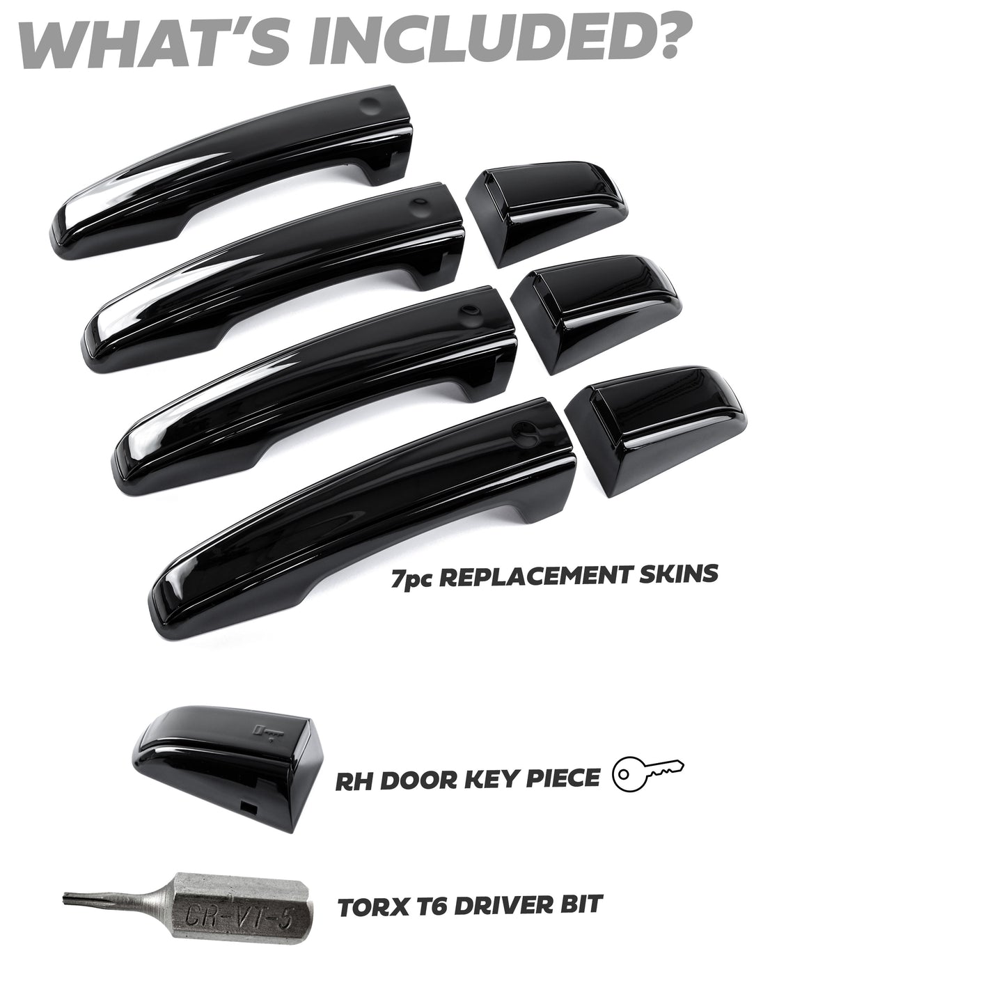'Autobiography Style' Door Handles Skins in Black for Land Rover Discovery 5 - 8pc with Right Key Release