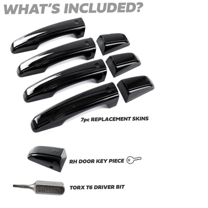 'Autobiography Style' Door Handles Skins in Black for Range Rover Sport L494 - 8pc with Right Key Release