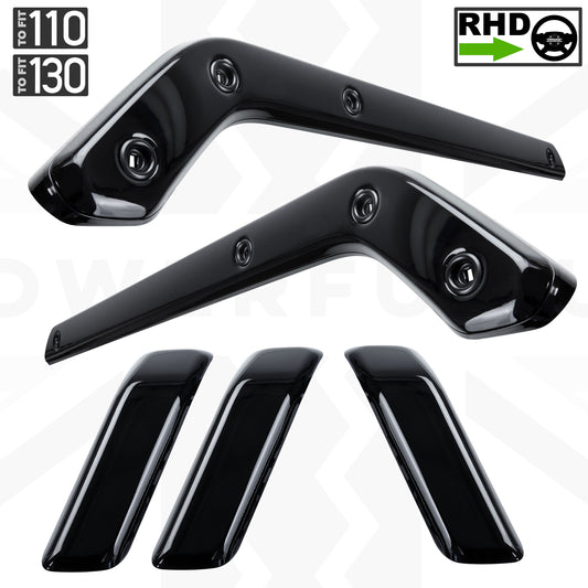5pc Gloss Black Interior Trim Kit (Centre console & door pulls) for Land Rover Defender - 110/130 - RHD