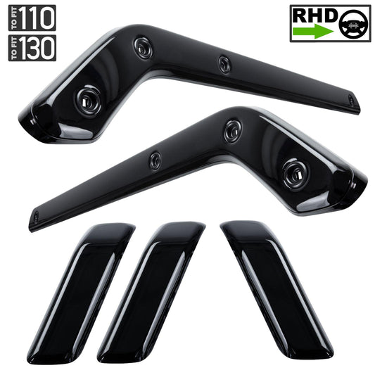 5pc Gloss Black Interior Trim Kit (Centre console & door pulls) for Land Rover Defender - 110/130 - RHD