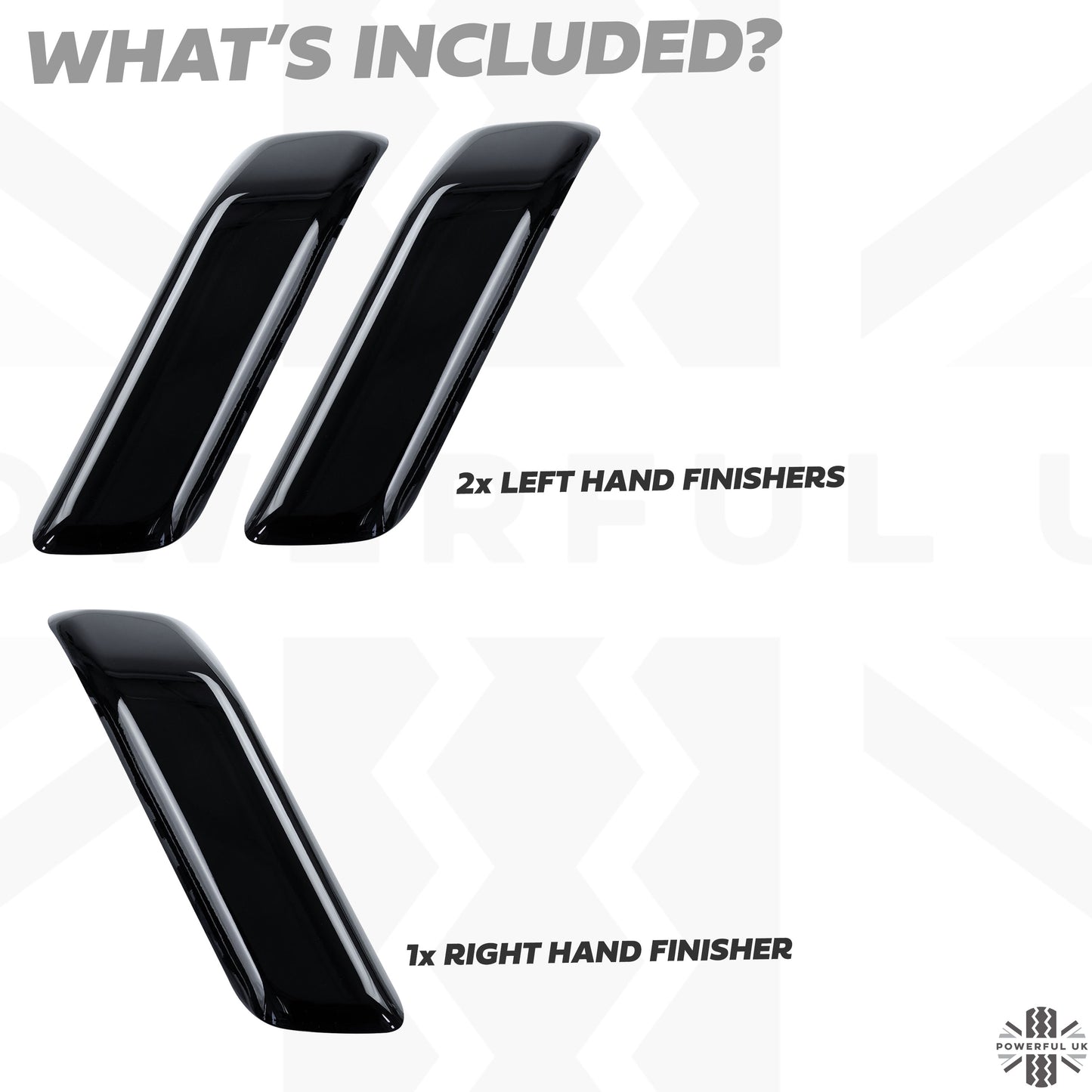 3pc Interior Door Pull Finishers in Gloss Black for Defender L663 110/130 - RHD