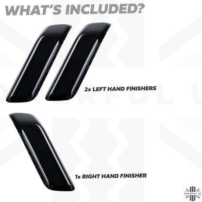 3pc Interior Door Pull Finishers in Gloss Black for Defender L663 110/130 - RHD