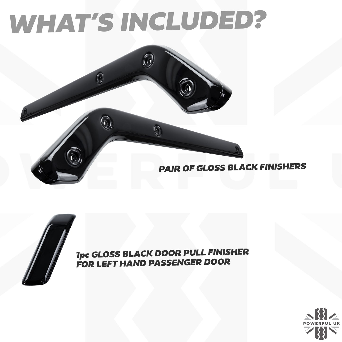3pc Gloss Black Interior Trim Kit (Centre console & door pull) for Land Rover Defender 90 - RHD