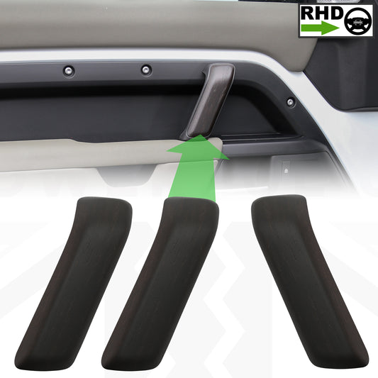 3pc Interior Door Pull Finishers (Genuine) in Dark Oak for Defender L663 110/130 - RHD