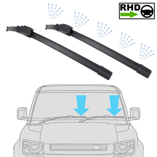 2x Front Wiper Blades for Land Rover Defender L663 - Late Type (Aquablade) - RHD