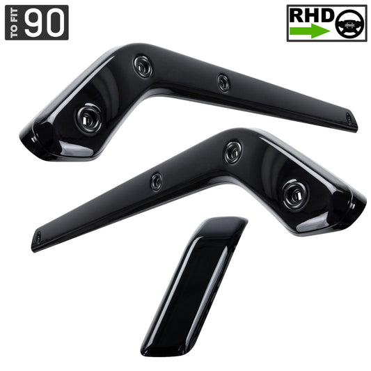 3pc Gloss Black Interior Trim Kit (Centre console & door pull) for Land Rover Defender 90 - RHD
