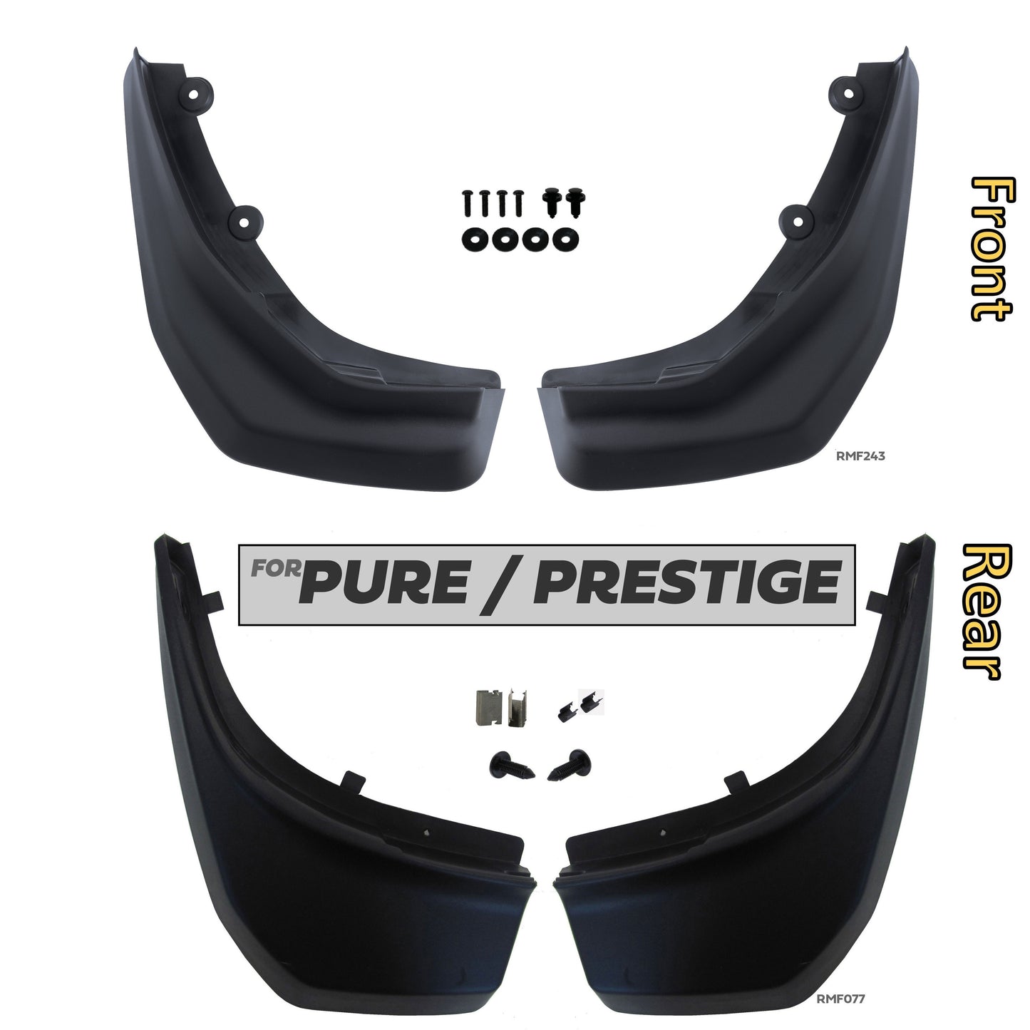 Front & Rear Mudflap Kit for Range Rover Evoque L538 Pure/Prestige