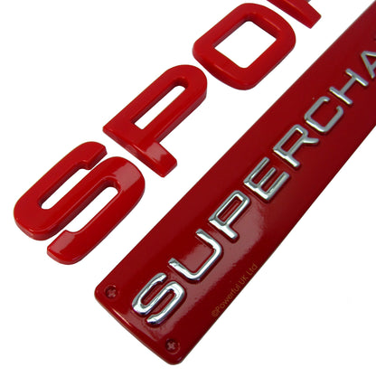 SUPERCHARGED & SPORT tailgate badge for Range Rover - Red