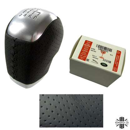 Perforated Black Leather Gear Knob for Range Rover Evoque with Manual 6 Speed