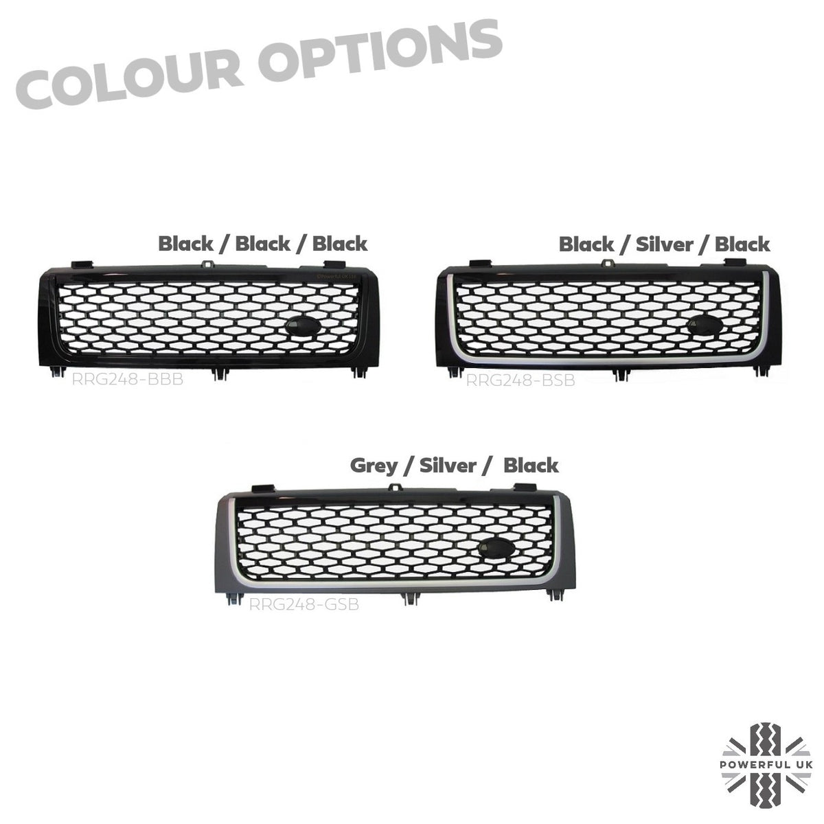 "Autobiography Style" Grille for Range Rover L322 2002-05 (with Square Headlights) - Black Silver Black