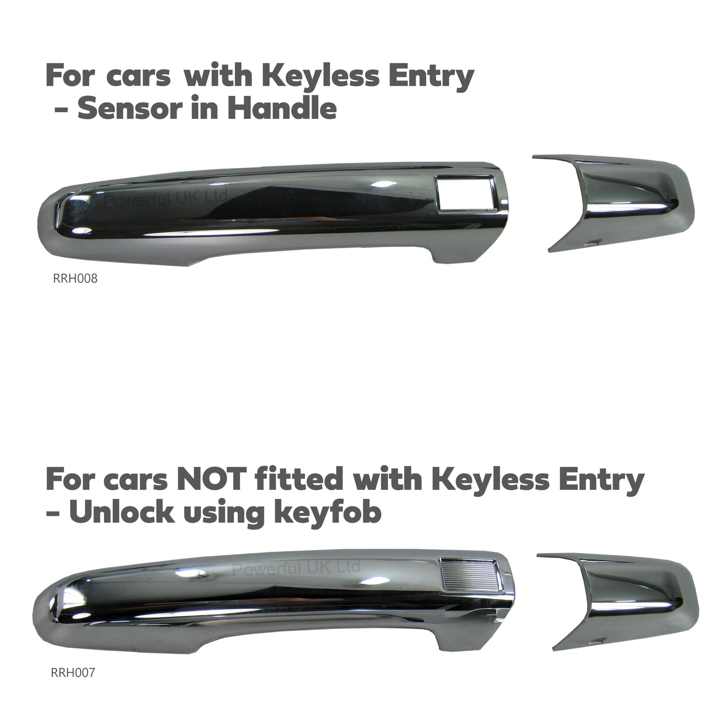 Chrome Door Handle Cover kit for Range Rover Evoque 5 Door with Keyless touch locking