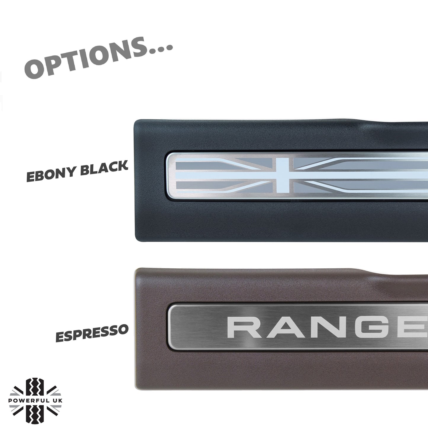 Front Door Scuff Plate Set - Ebony Black + Union Jack for Range Rover Evoque