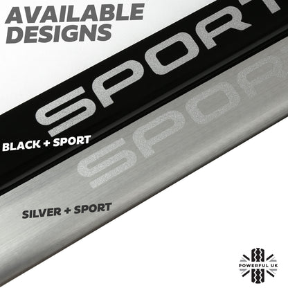 Door Sill Covers in Black with Silver Sport Logo for Range Rover Sport L494