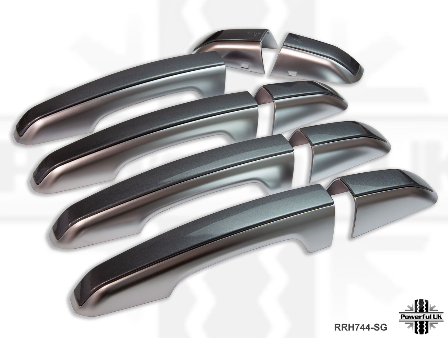 2pc "Autobiography Style" Door Handle Covers for Range Rover Evoque L538 - Silver/Corris Grey