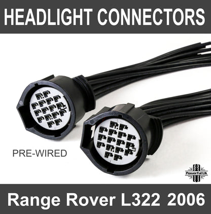 16 Way Headlight Connectors for Range Rover L322 2006 models (Pair)