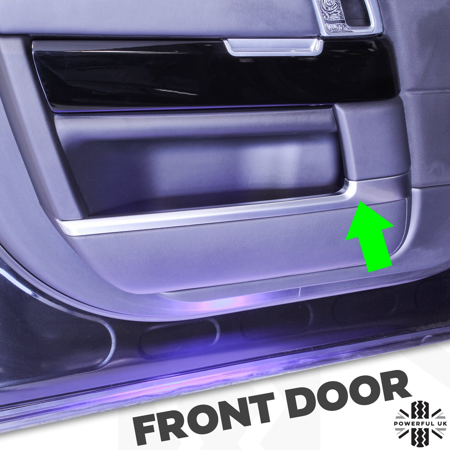 Door bin pocket liner trim Silver/Chrome for Range Rover Sport L494 2013-17