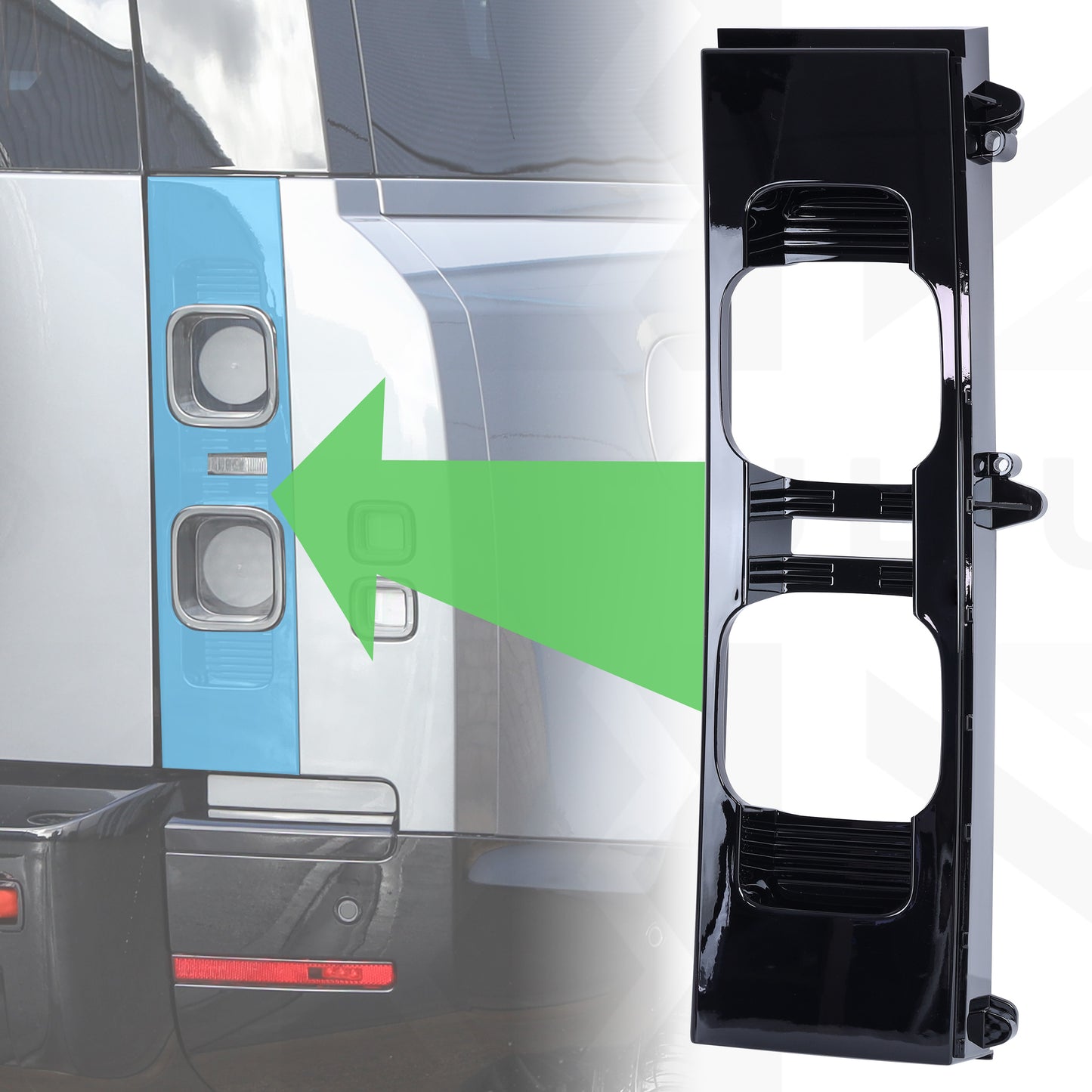 Rear Light Cover Panel in Gloss Black for Land Rover Defender L663 - Right