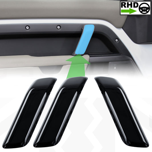 3pc Interior Door Pull Finishers in Gloss Black for Defender L663 110/130 - RHD