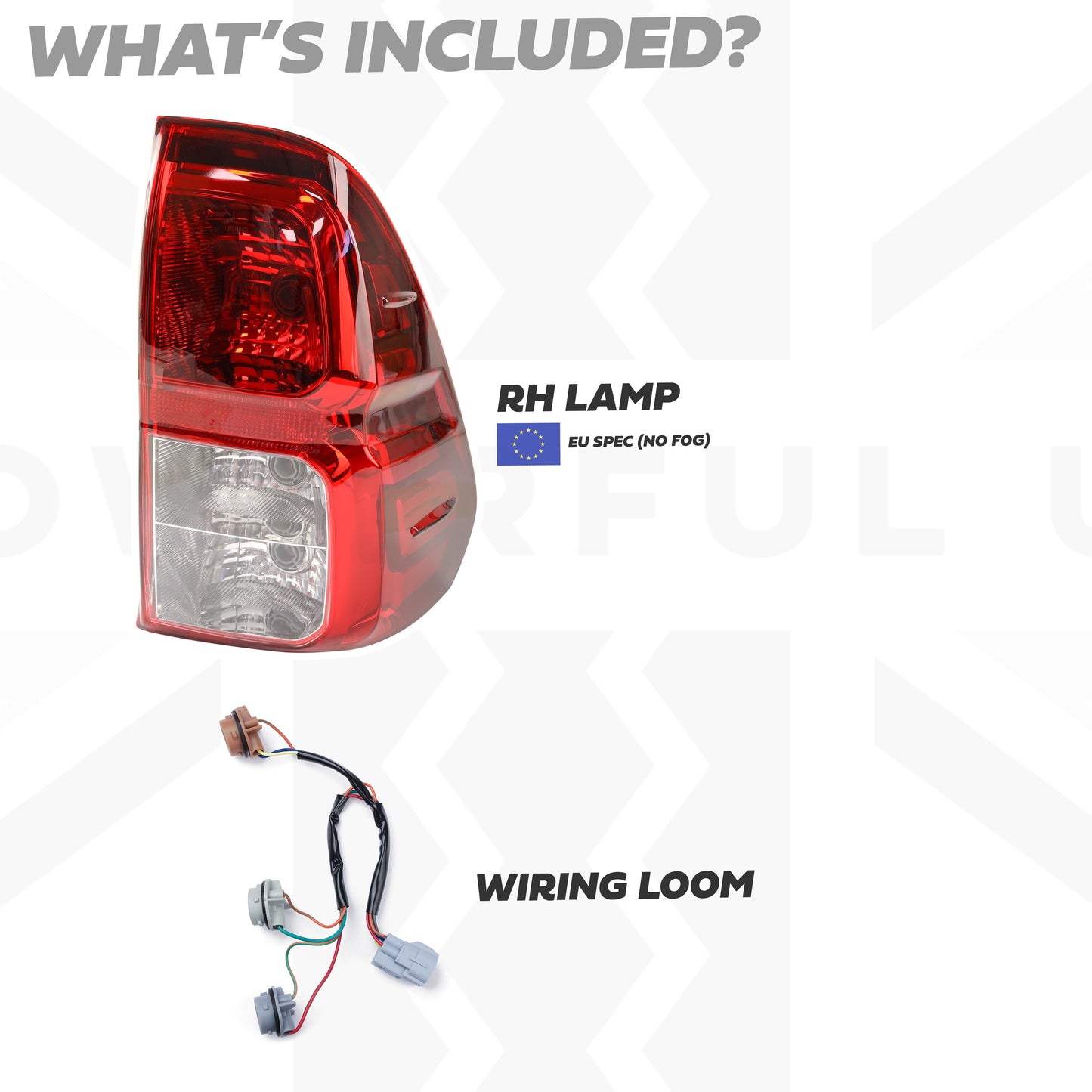 Rear Light inc loom - RH - for Toyota Hilux Mk8 Revo (2016 on) - EU Spec No Fog