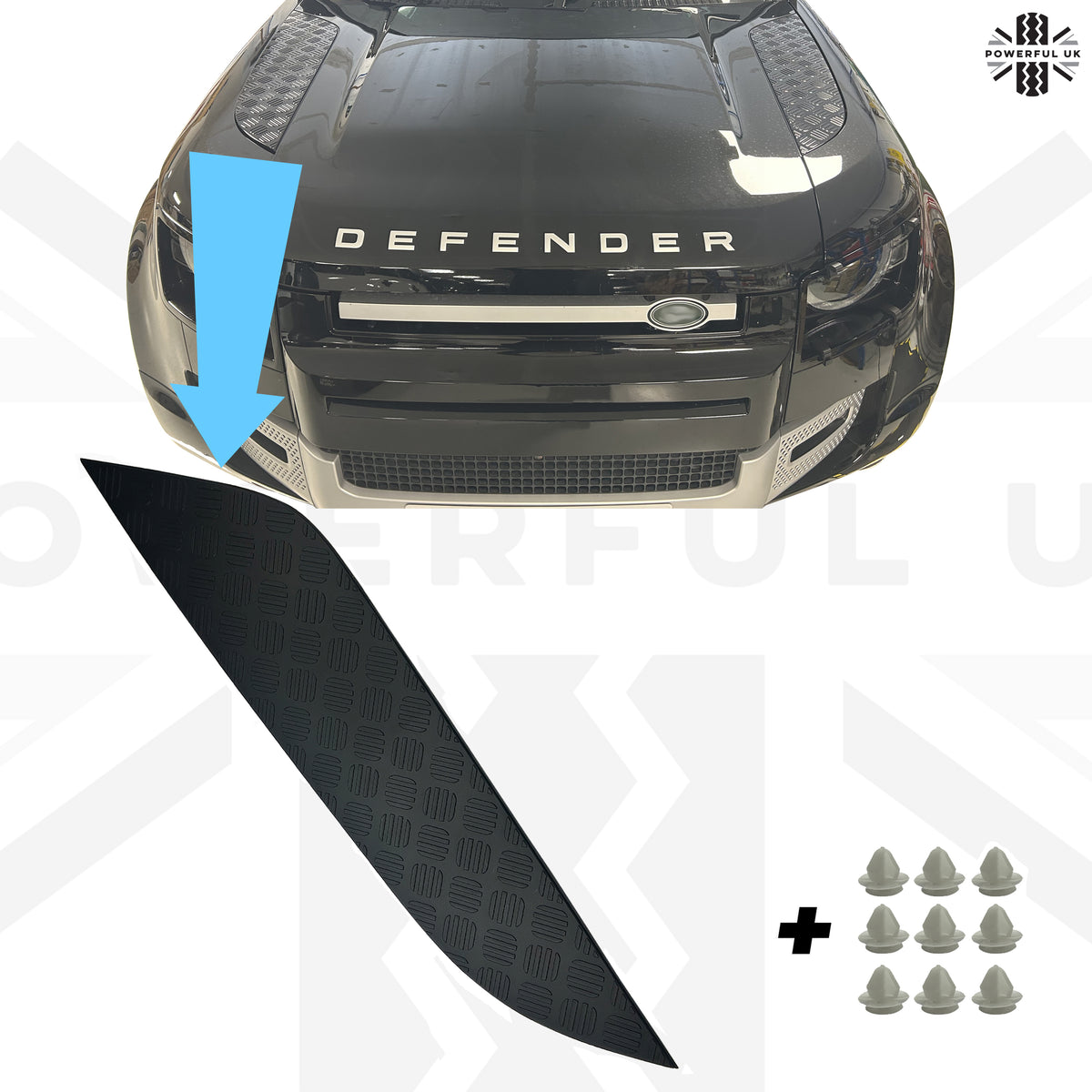 Black Bonnet Chequer Trim Panel for Land Rover Defender L663 - Right