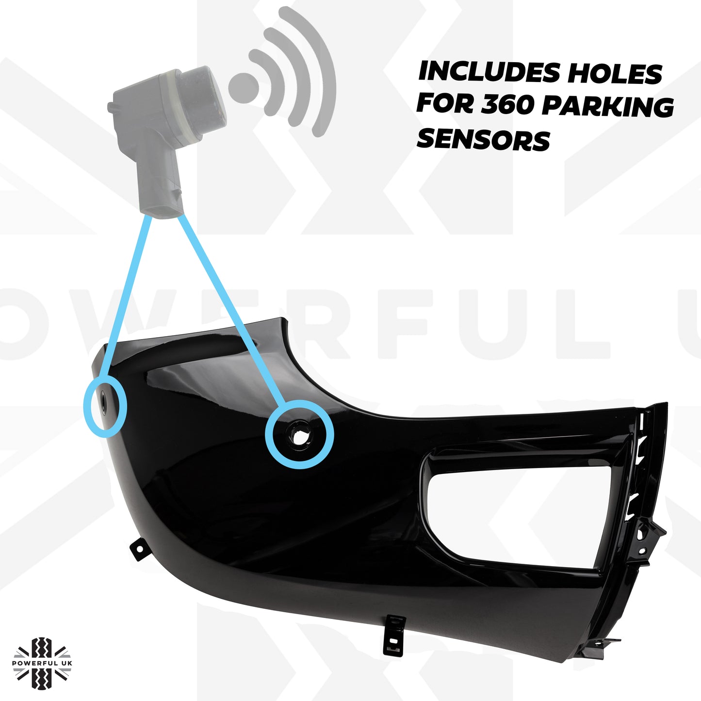 Front Bumper Corner for Land Rover Defender L663 in Gloss Black - RIGHT