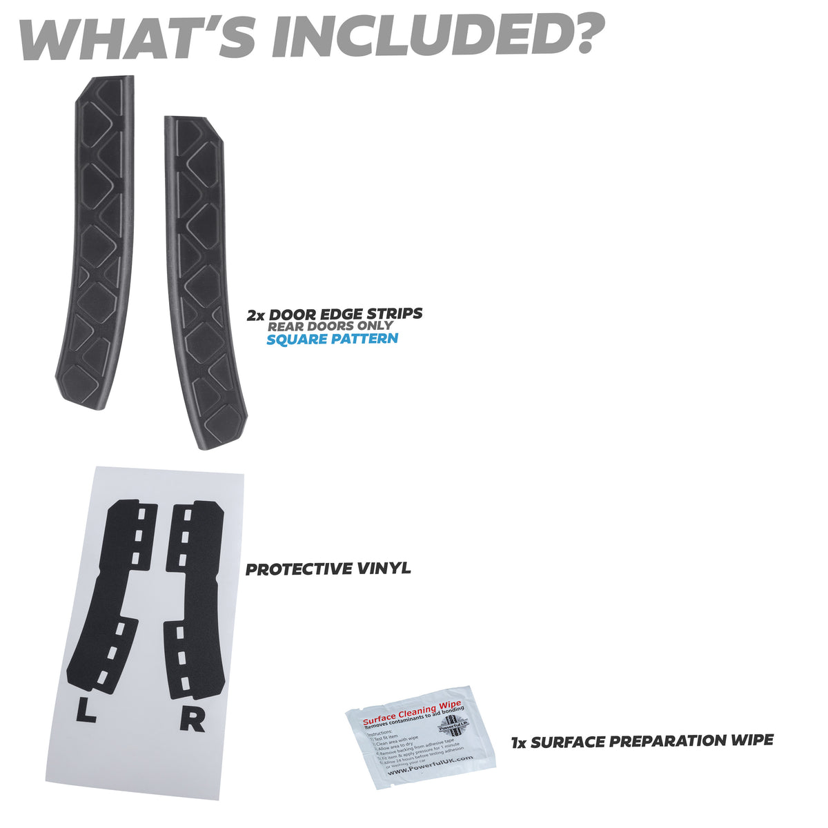 2pc Rear Door Edge Protection Strips for Land Rover Defender L663 110/130 - Square Pattern