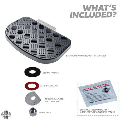 Rear Step Kit (fits onto recovery loops) for Land Rover Defender L663 - with Chequer Plate top