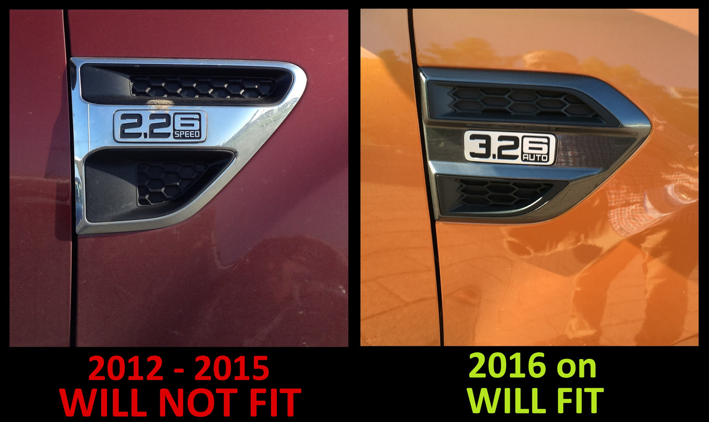 Side Vent Covers - Satin Black - Ford Ranger 2016