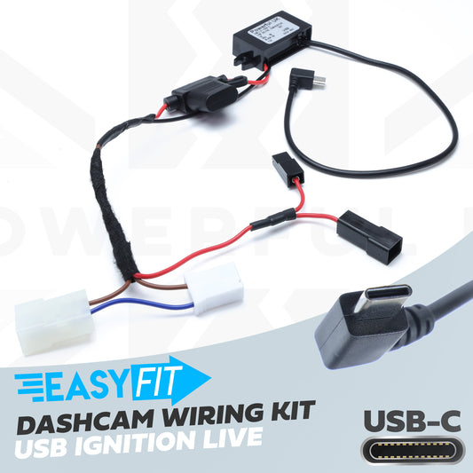 Overhead Console 'Dashcam' Wiring Kit - Tap-in Loom + USB-C Adapter for Ford Fiesta