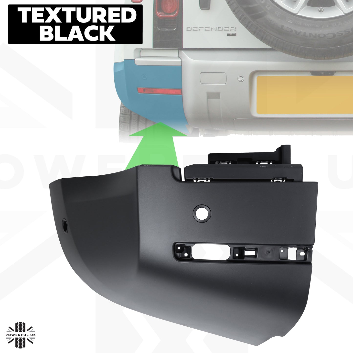 Rear Bumper Corner for Land Rover Defender L663 in Textured Plastic - LEFT