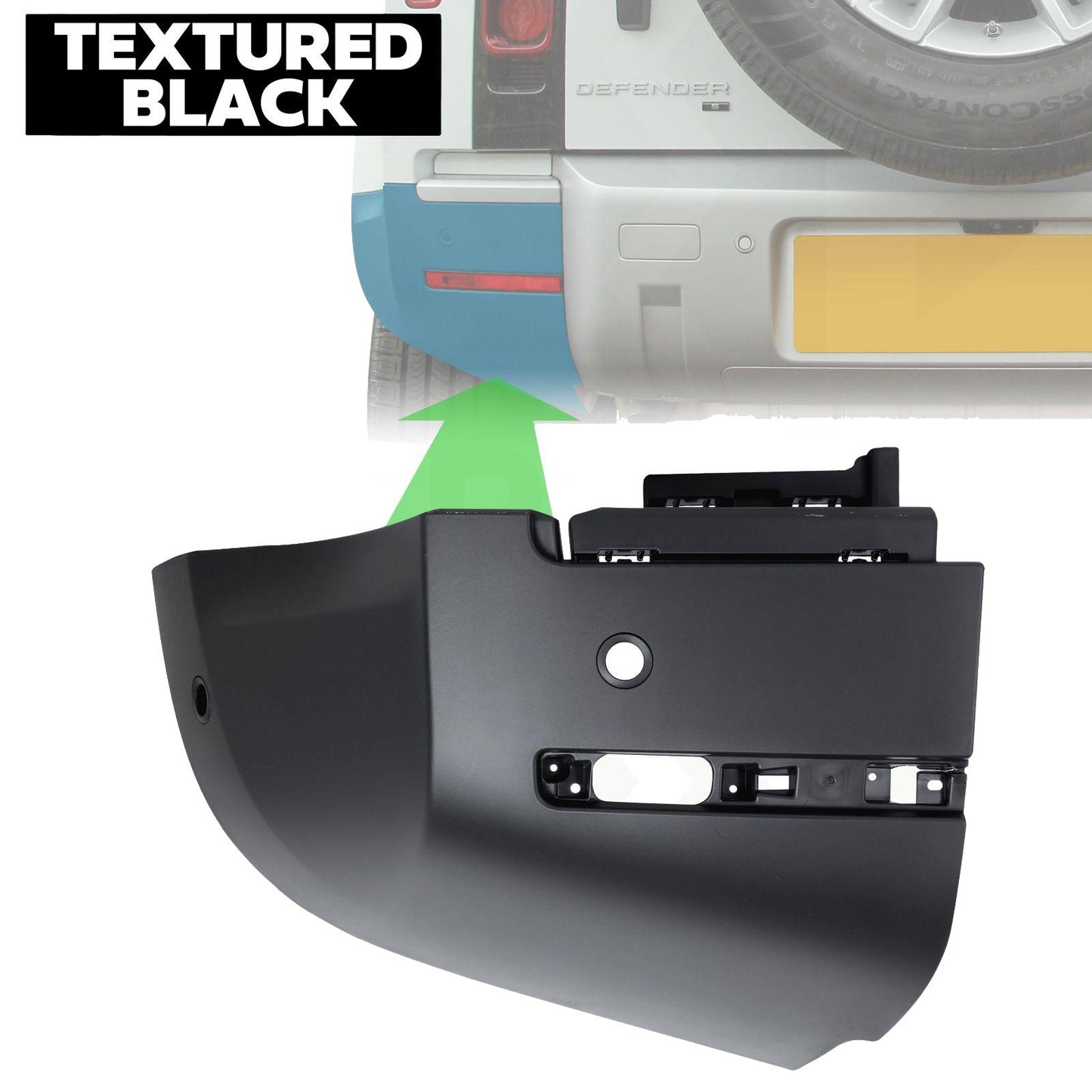Rear Bumper Corner for Land Rover Defender L663 in Textured Plastic - LEFT