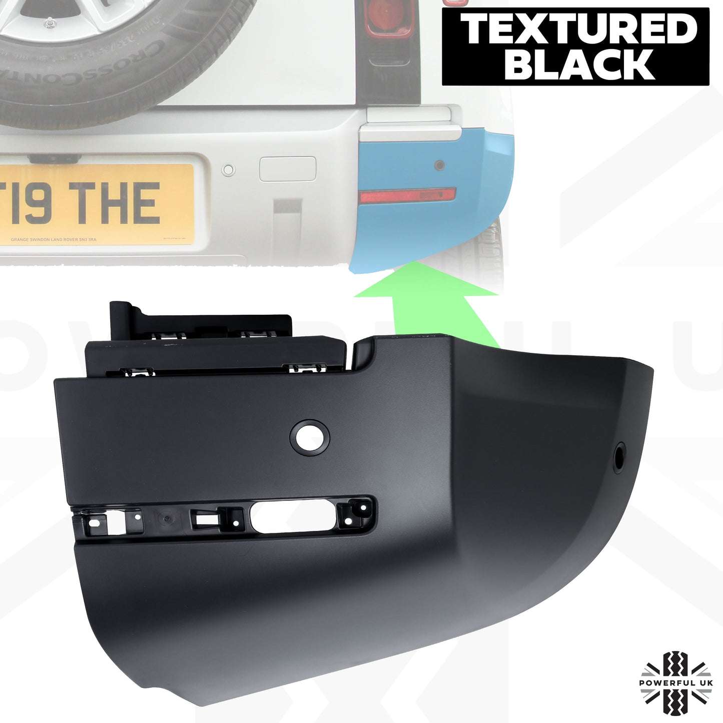 Rear Bumper Corner for Land Rover Defender L663 in Textured Plastic - RIGHT