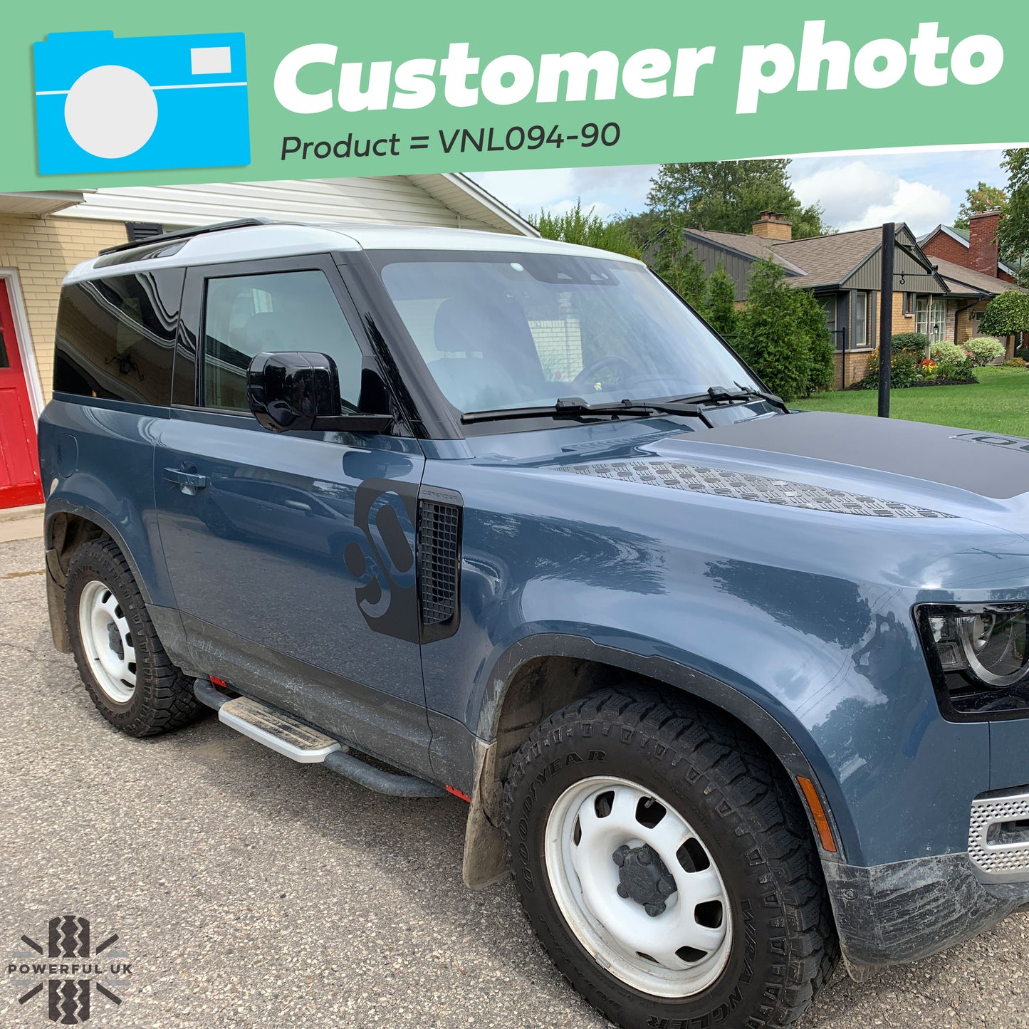 Door/Side Vent Decal Kit 'Rotated 90' - Matte Black for Land Rover Defender L663