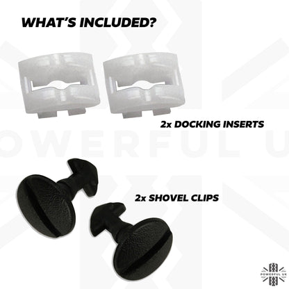 Front Tow Eye Cover Fitting Clips + Docking Inserts for Land Rover Freelander 2