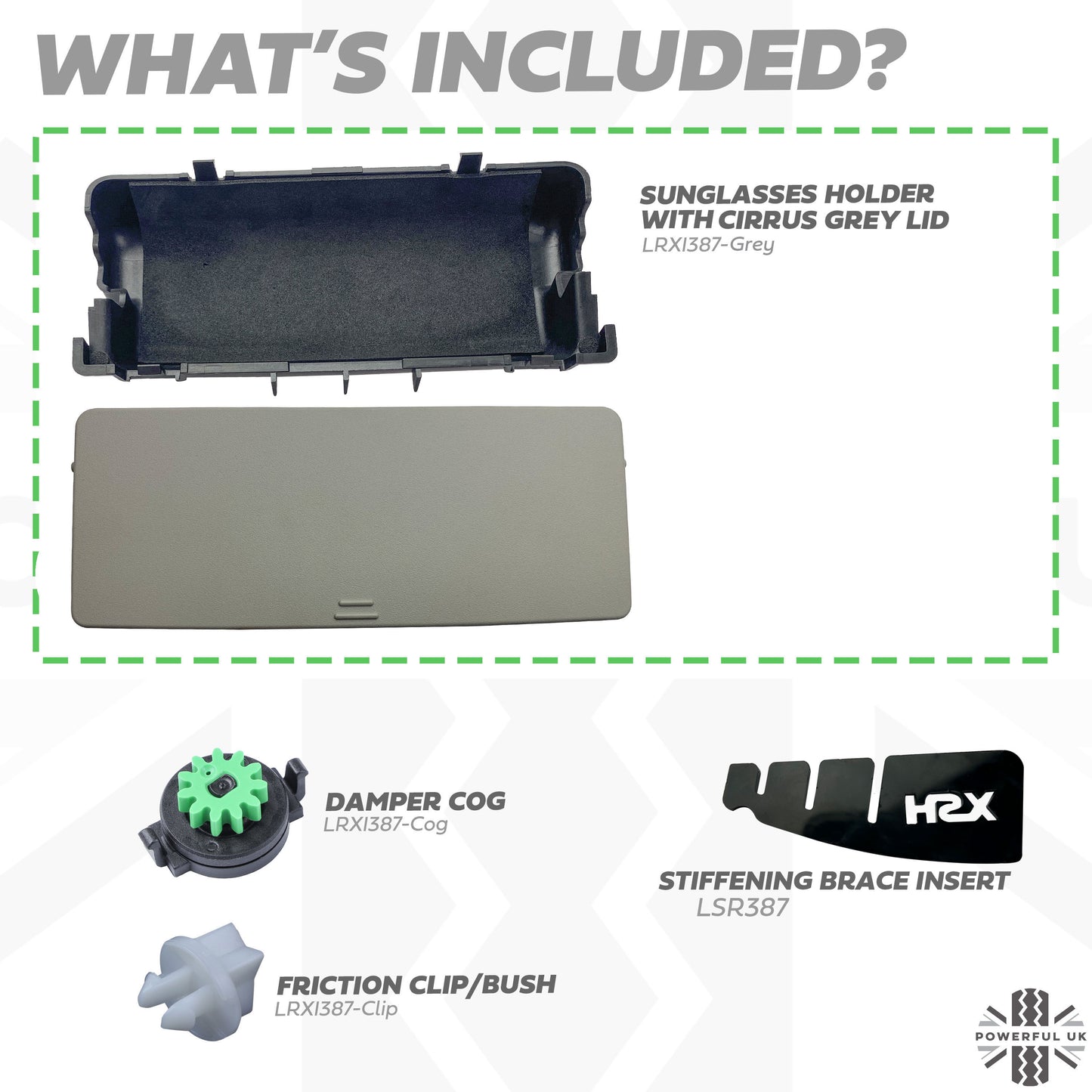 Genuine Sunglasses Holder Upgrade / Repair kit for Range Rover Evoque - Grey